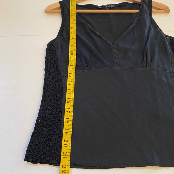 Lafayette 148 Silk Tank Top with Crochet Black Size 8 - Picture 10 of 10